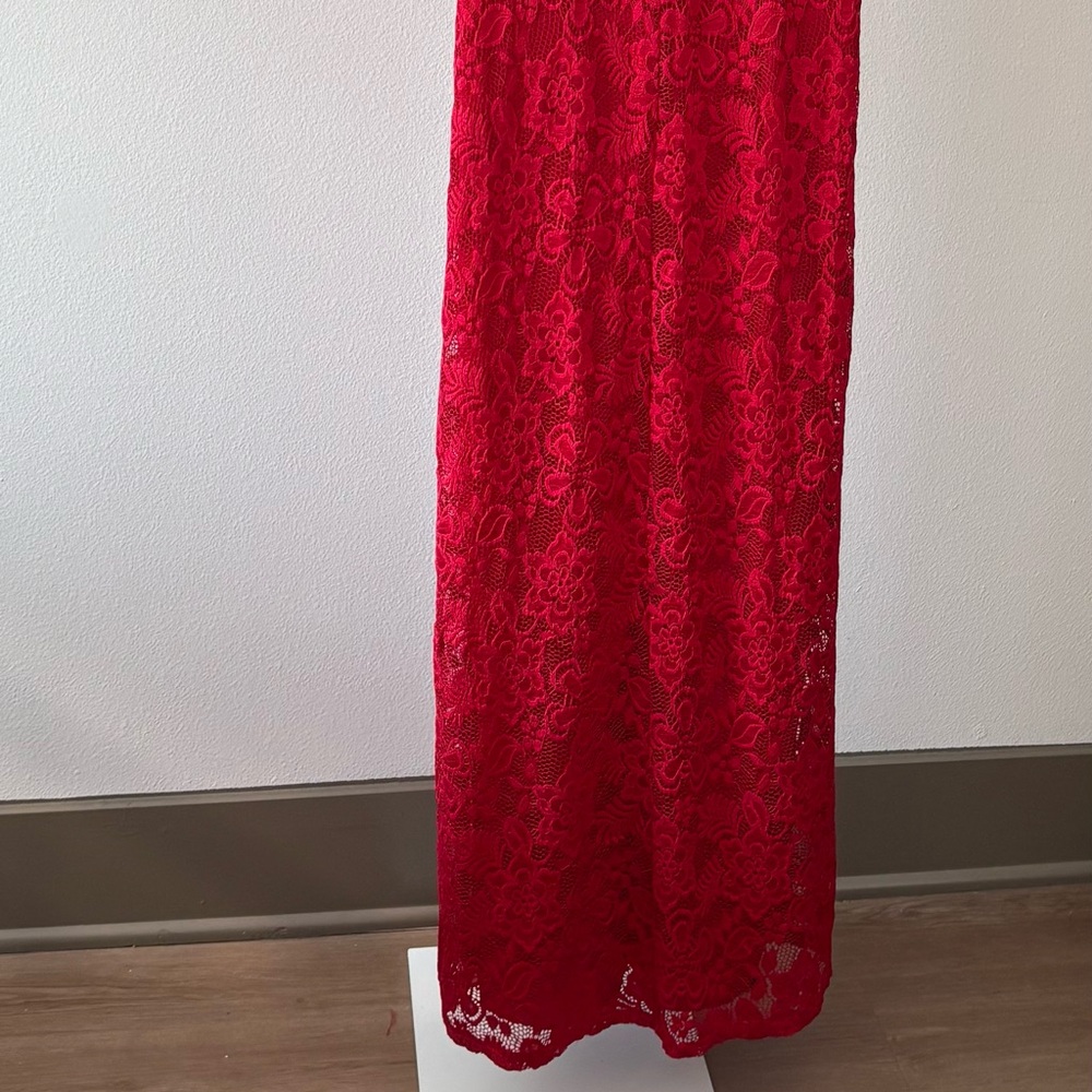 Windsor Gown Large Maxi Split V Neck Scallop Lace Floral Girlhoodcore Romantic - Picture 4 of 12